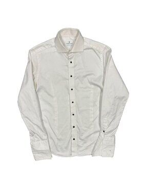 Emanuel Berg Dress Shirt White Modern Fit Cotton Heaveyweight 15.5 Medium